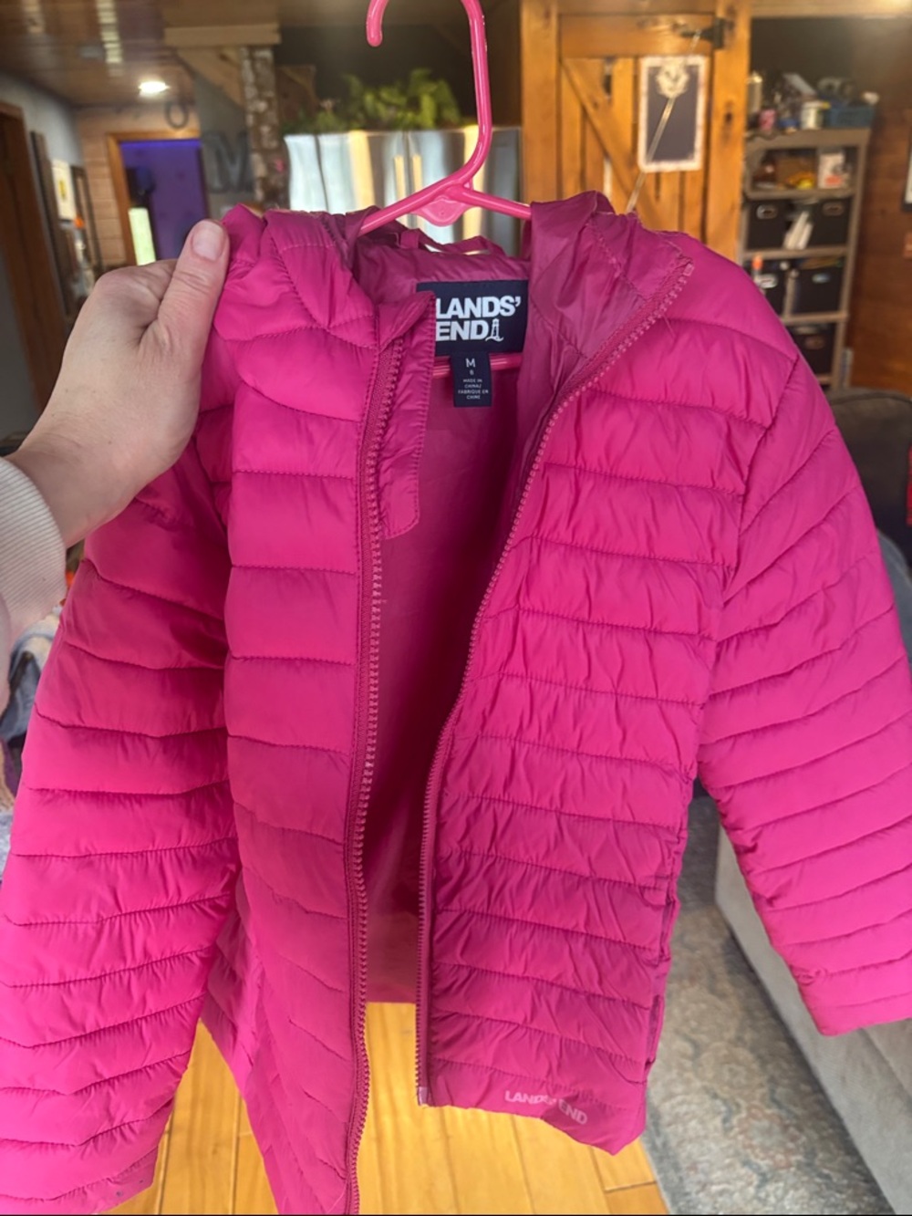 Lands' End Girls' Hot Pink Packable Puffer Jacket